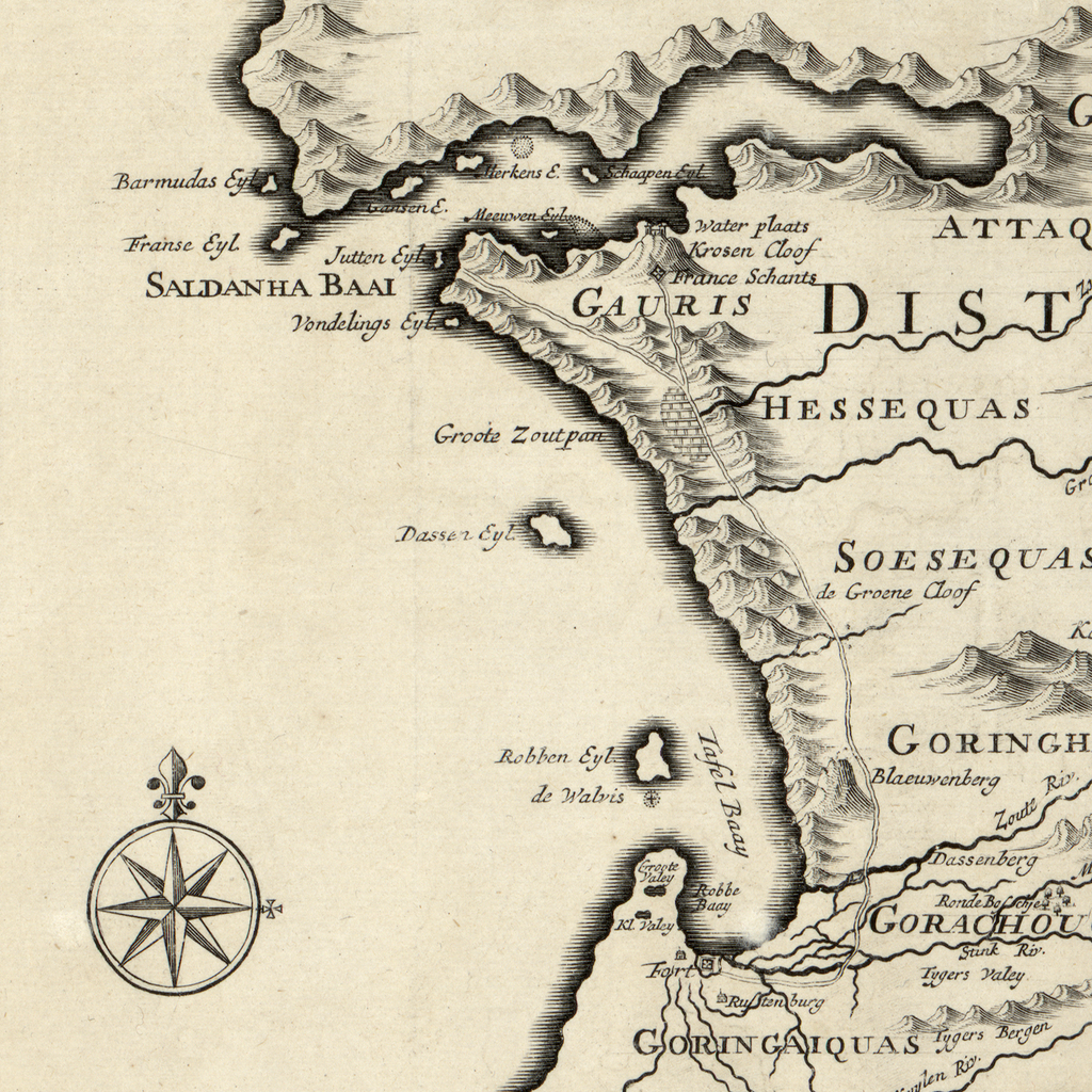 1726 Map of the Cape of Good Hope by Francois Valentijn