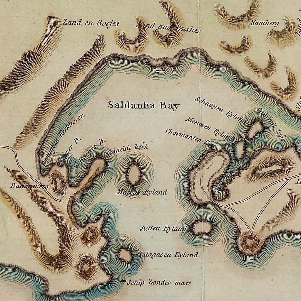 1804 Map of the Coast of Africa from Table Bay to Saldanha Bay by John Barrow