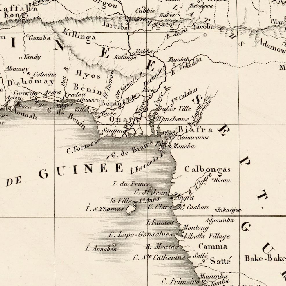 1840 Map of Africa by Adrien Brué