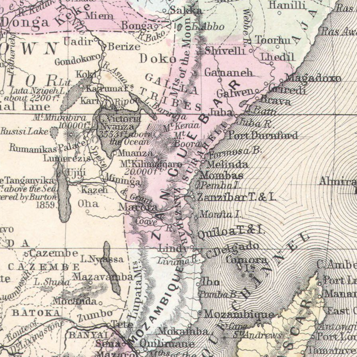 1864 Map of Africa by Mitchell
