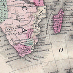 1862 Map of the World on Hemisphere Projection by Johnson & Ward