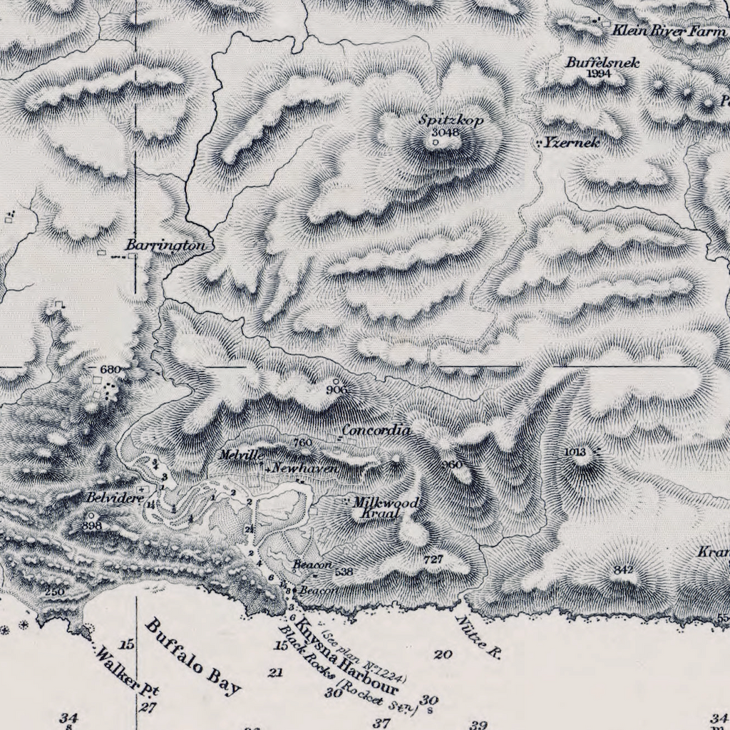 1868 Admiralty Chart (No 2084) of the south coast of Africa from Mossel Bay to Cape St Francis