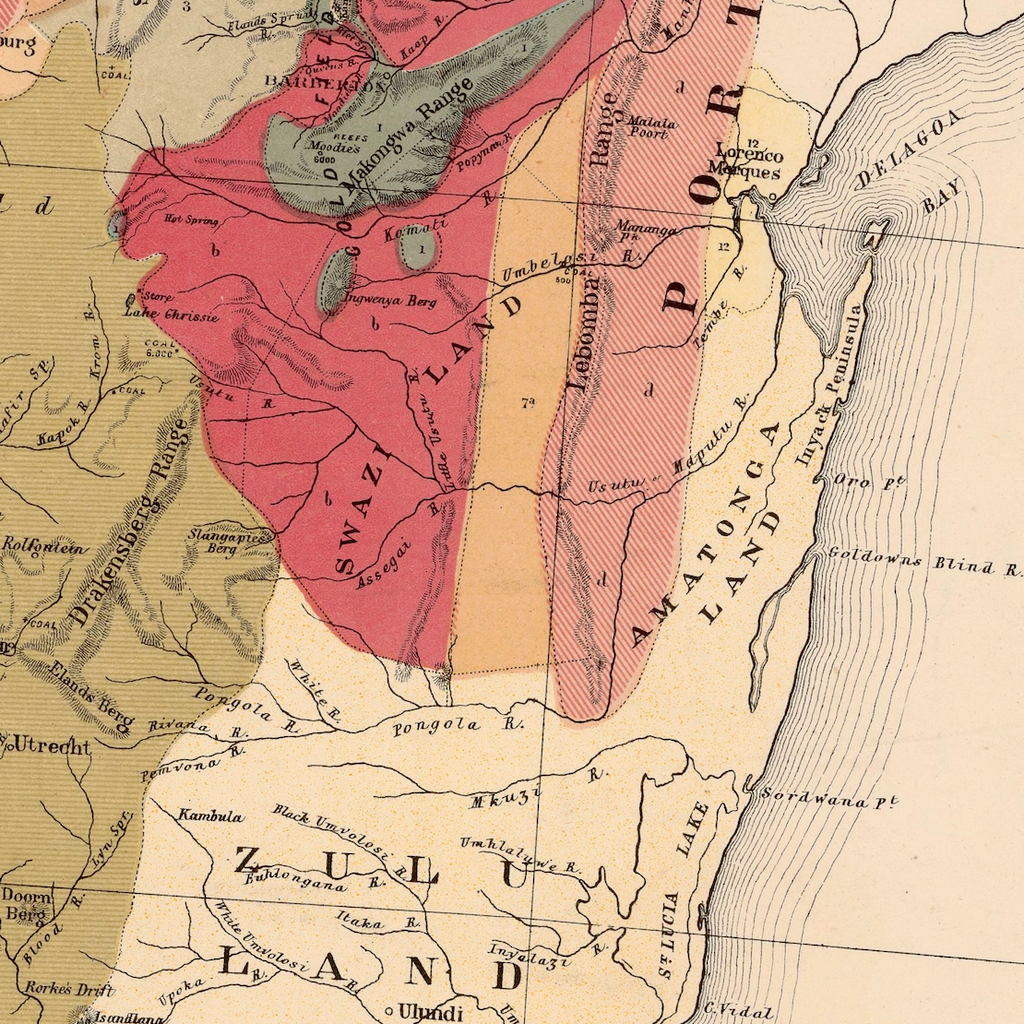 1887 Geological Map of South Africa by Edward Dunn