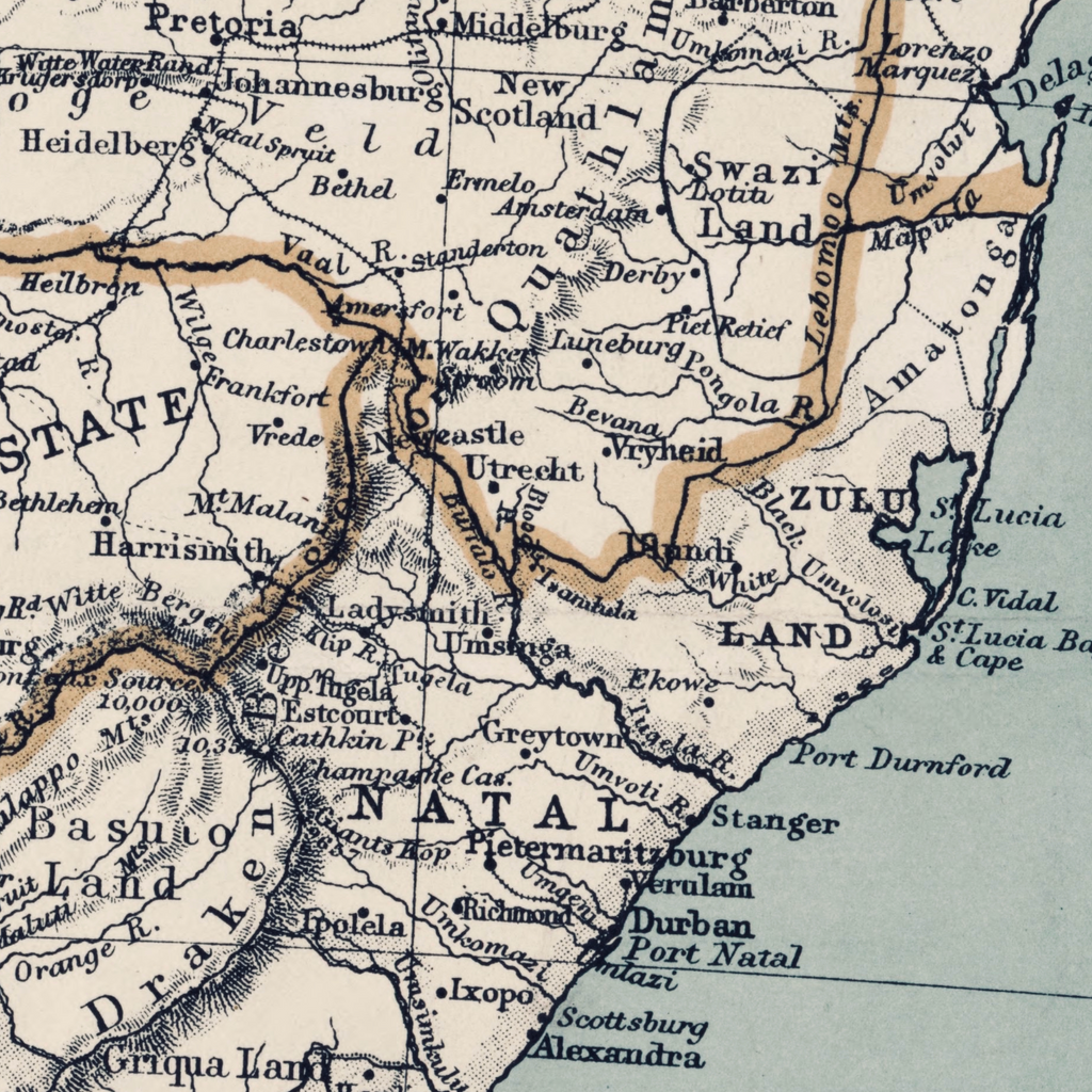 1899 Map of South Africa by George Walker