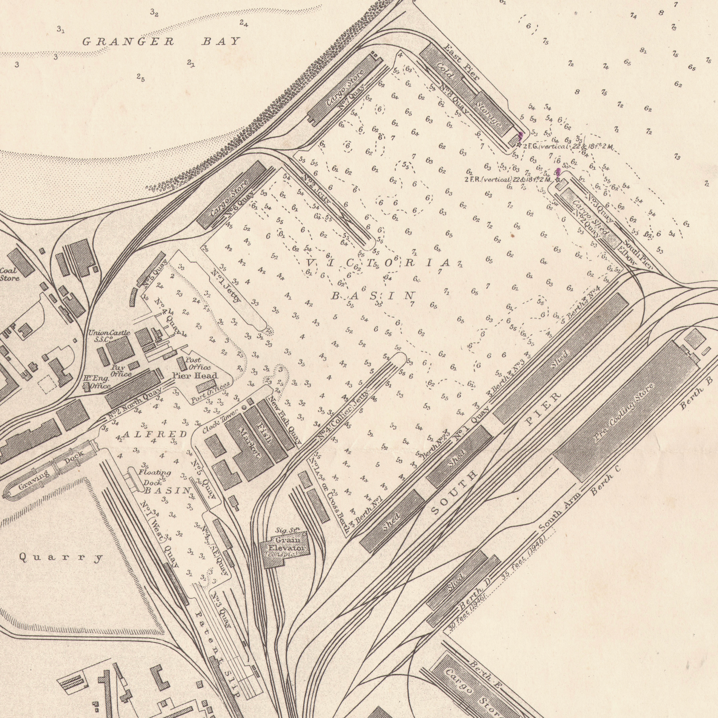 1943 Admiralty Chart (No 123) of the Table Bay Docks