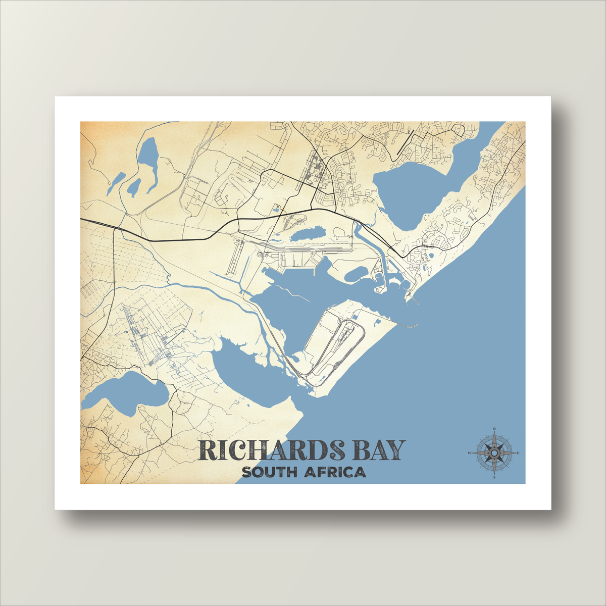 Richards Bay Harbour | Bay Blue – Africa Map Art