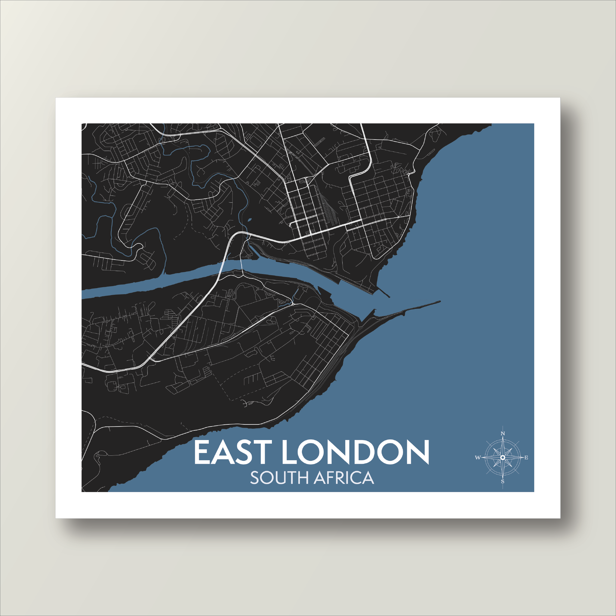 East London Harbour | Granite – Africa Map Art