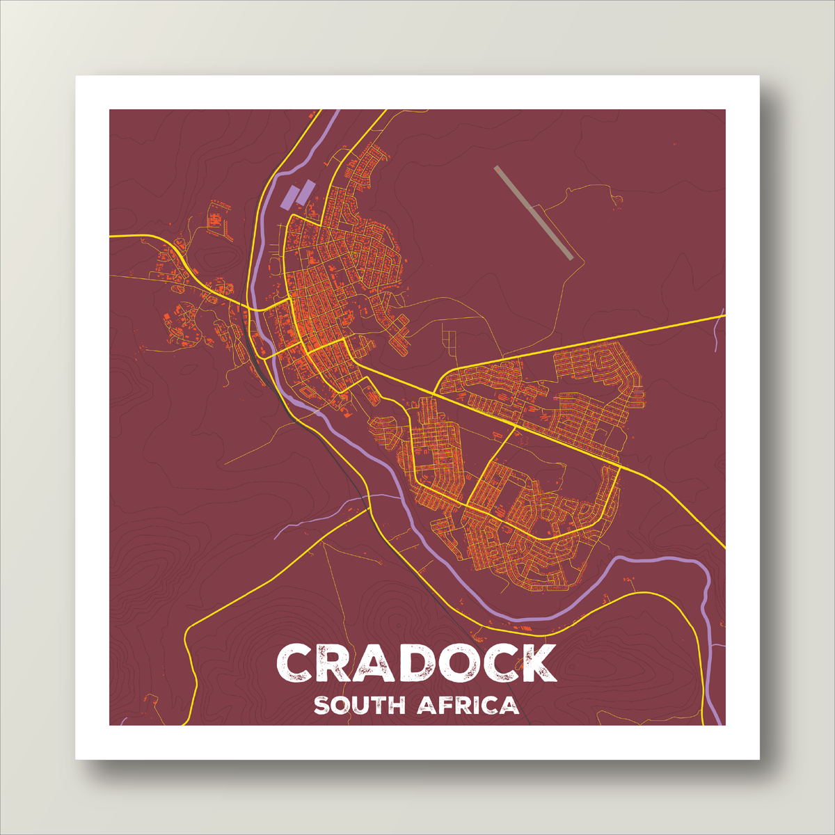 Map Pop Cradock Map | Pop colour style – Africa Map Art