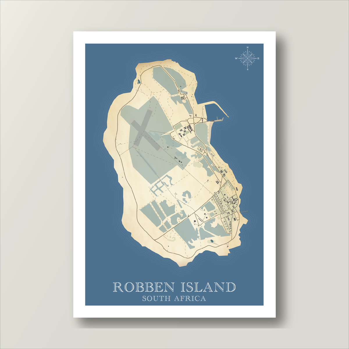 Robben Island | Island Blue – Africa Map Art