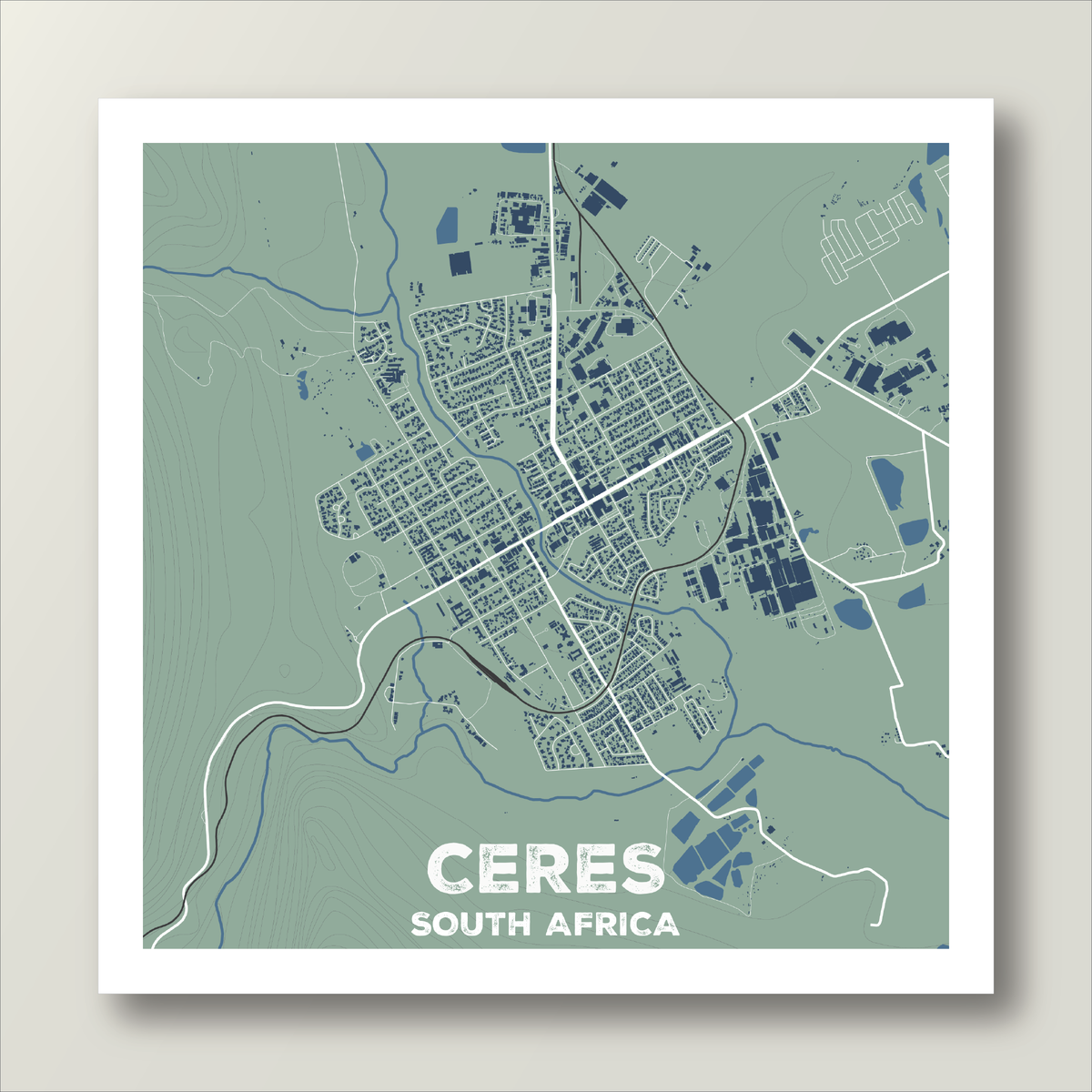 Ceres Map | Aloe Green – Africa Map Art
