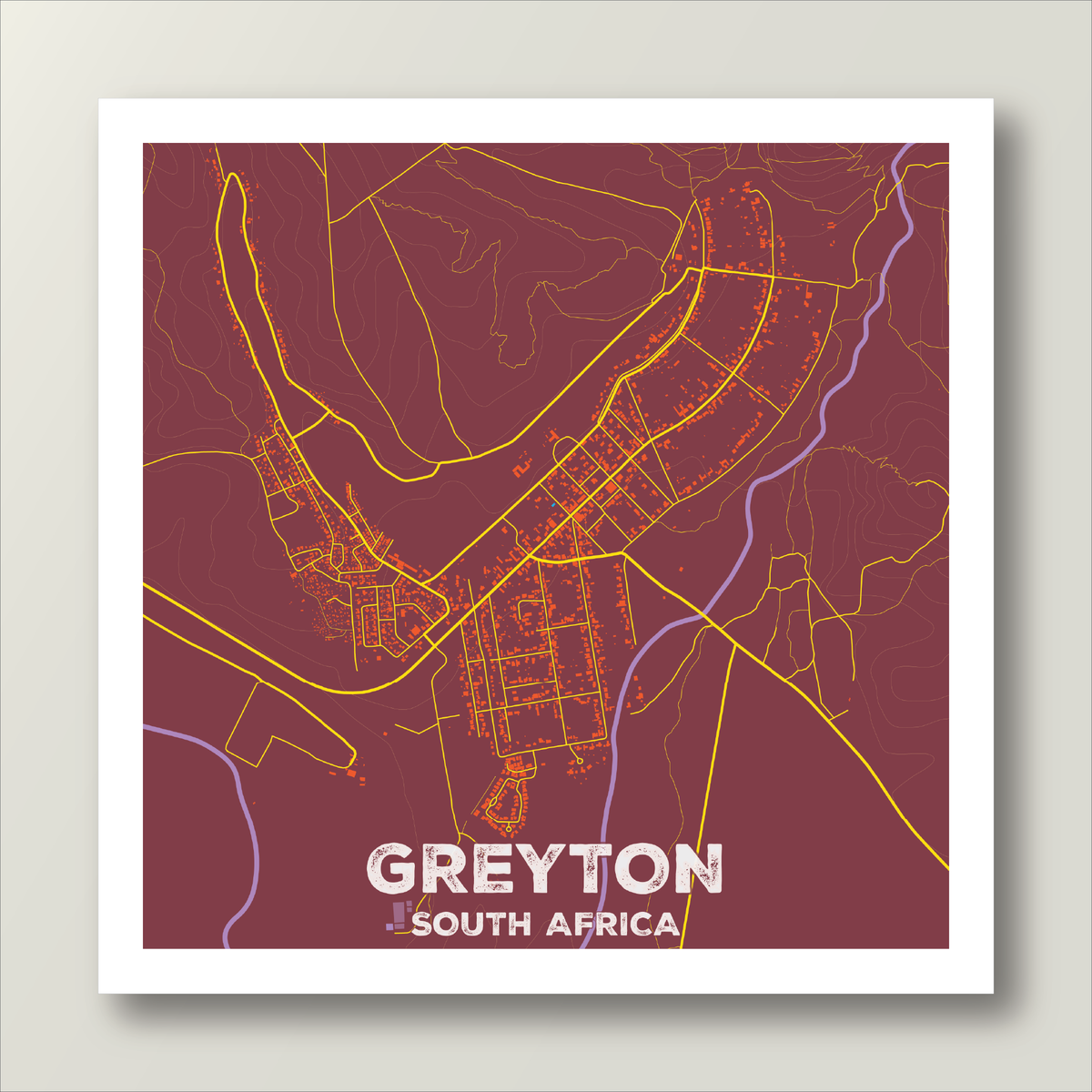 Map Pop Greyton Map | Pop colour style – Africa Map Art