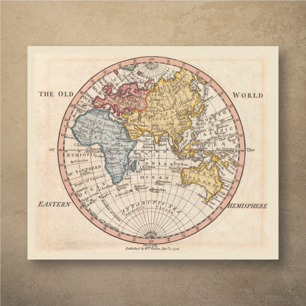 1798 Map of the Old World (Eastern Hemisphere) by William Faden