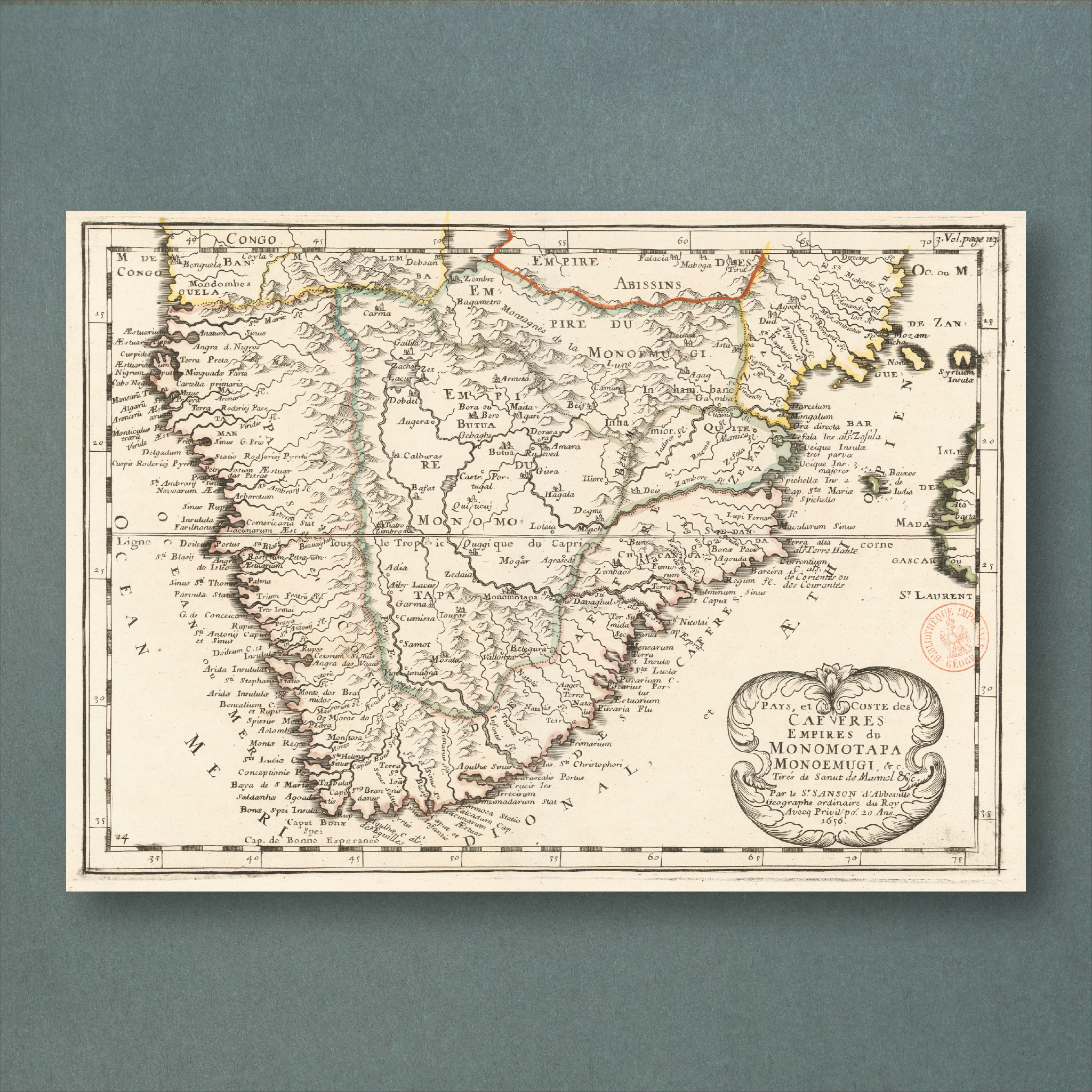 1656 Map of southern Africa by Nicolas Sanson