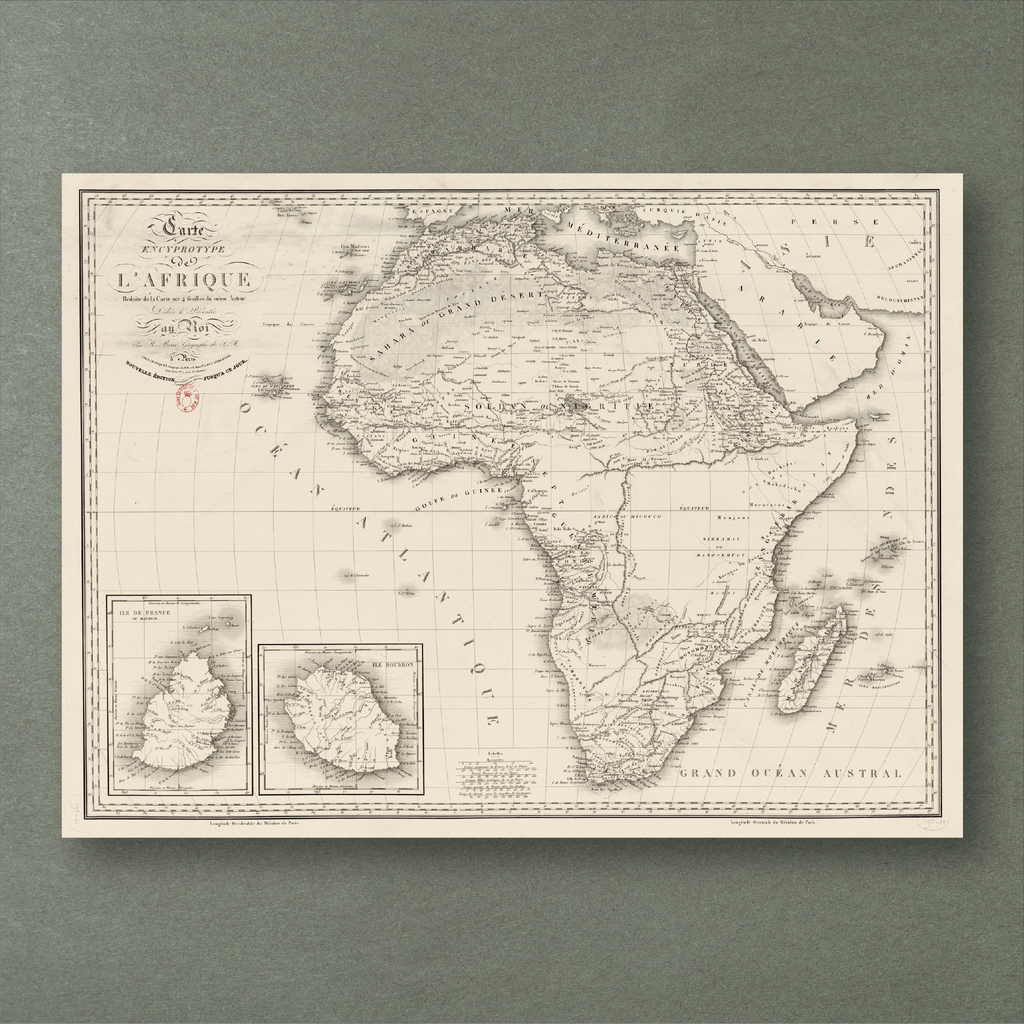 1840 Map of Africa by Adrien Brué