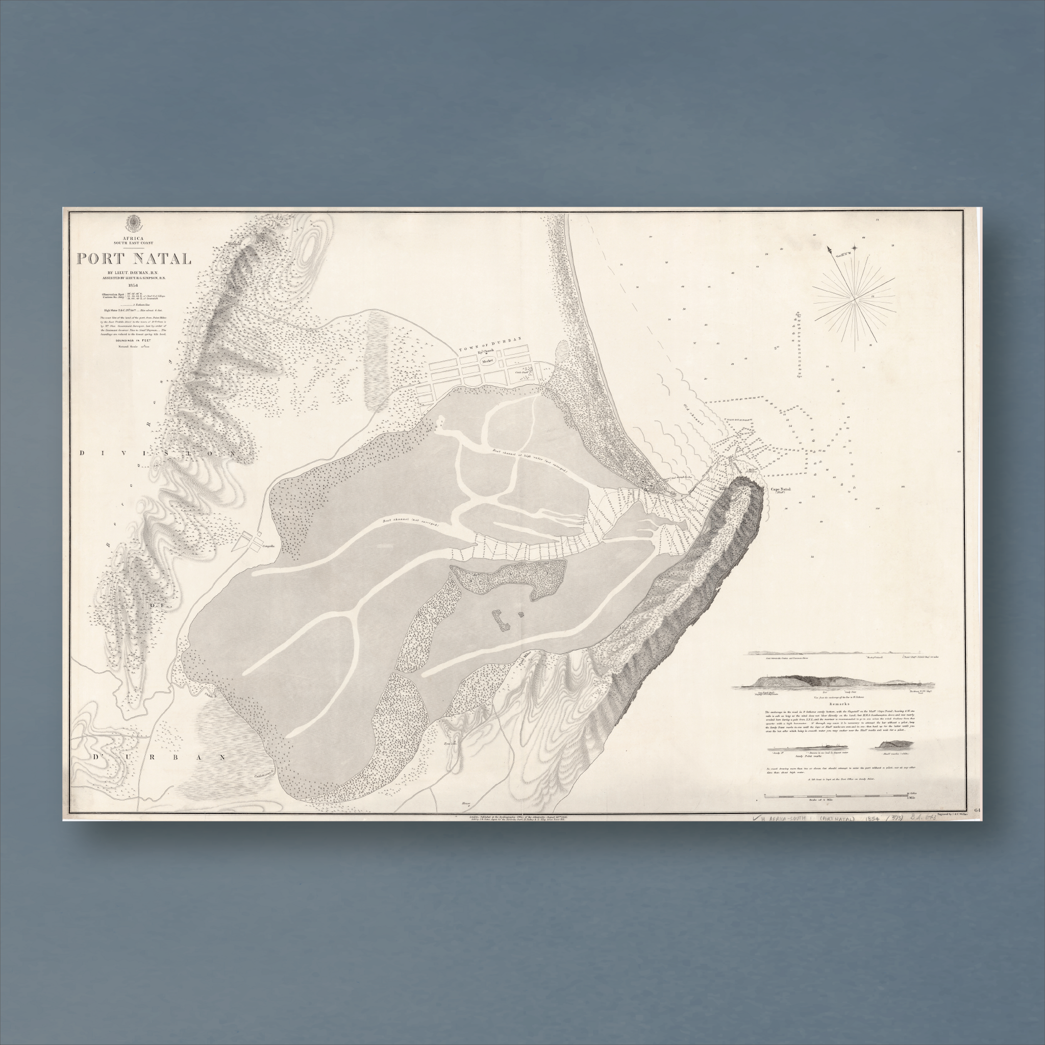 1854 Admiralty Chart (No 643) of Port Natal
