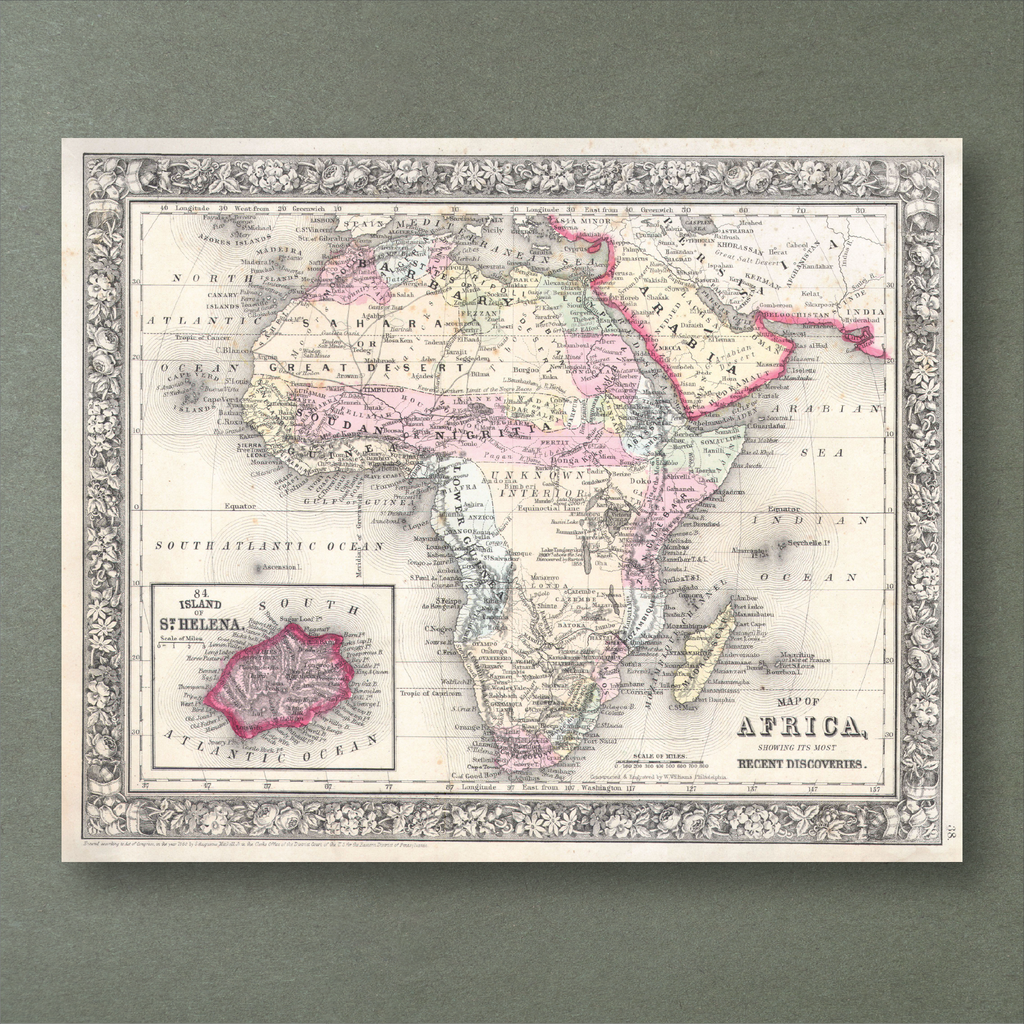 1864 Map of Africa by Mitchell