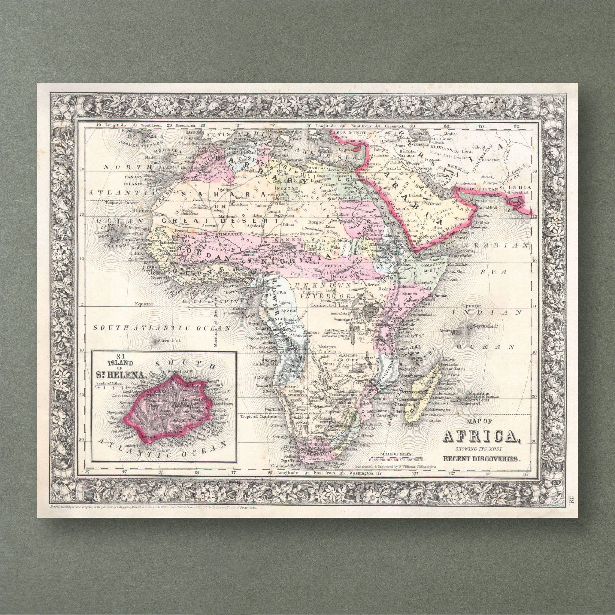 1864 Map of Africa by Mitchell