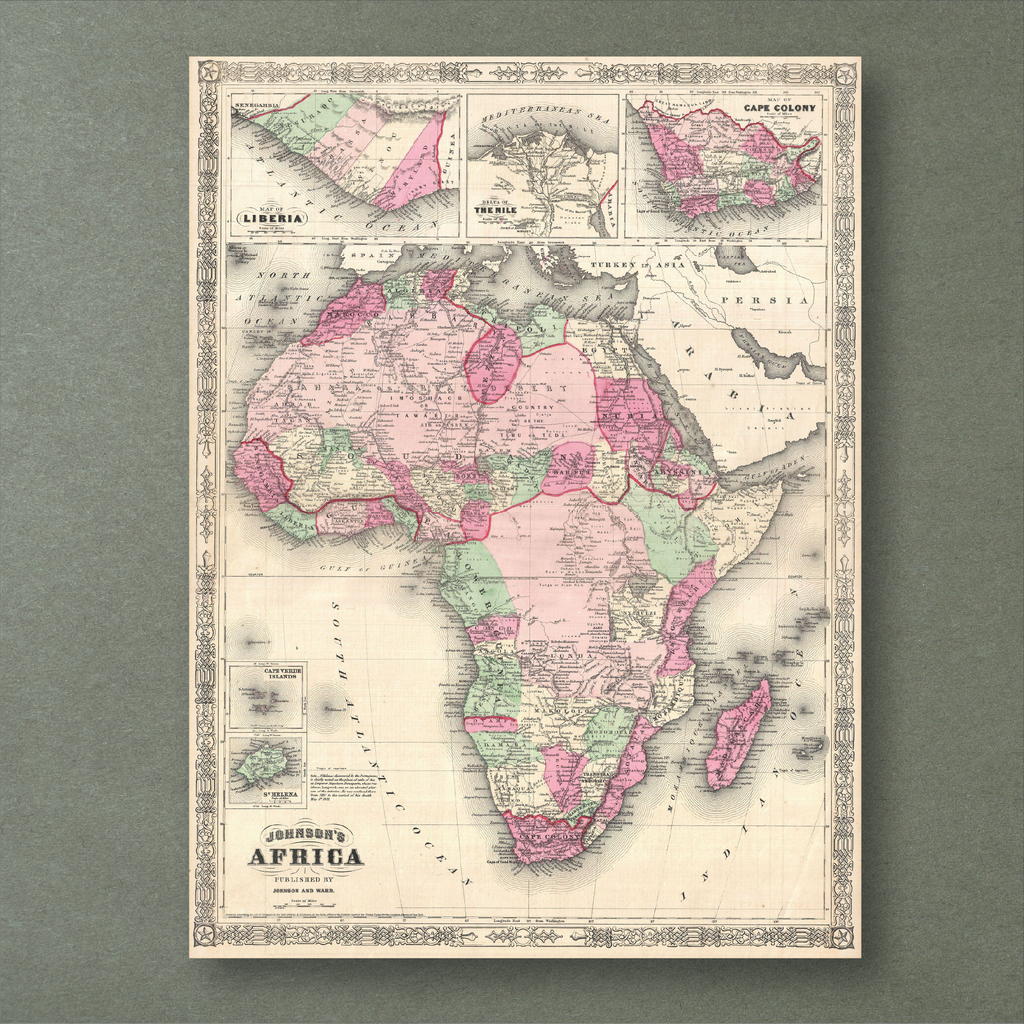 1864 Map of Africa by Johnson & Ward