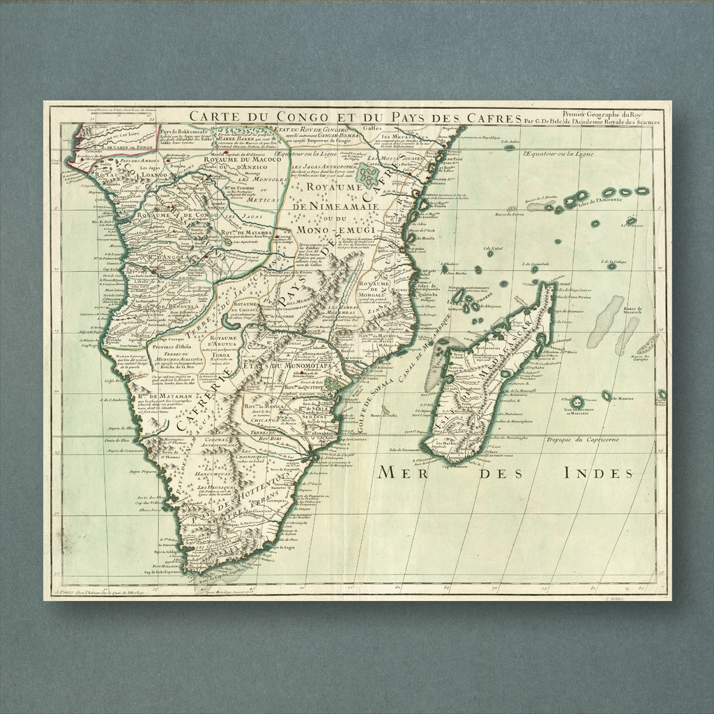 1708 Map of southern & central Africa by Guillaume de L’Isle