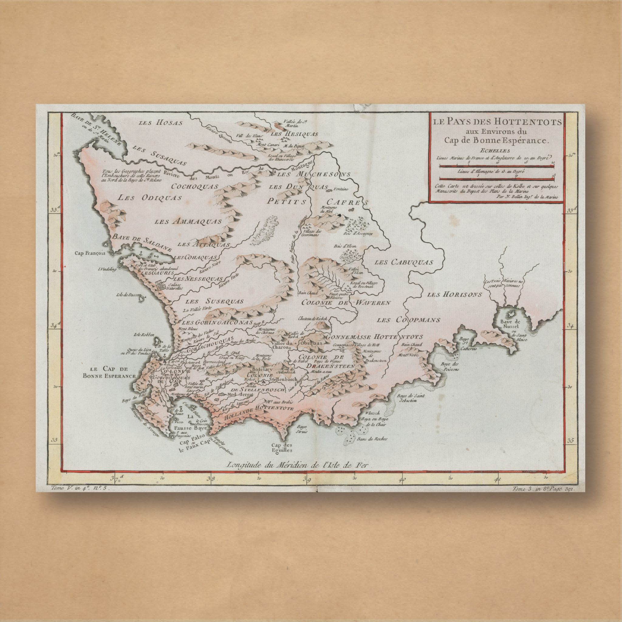 1754 Map of the Cape of Good Hope by Nicolas Bellin