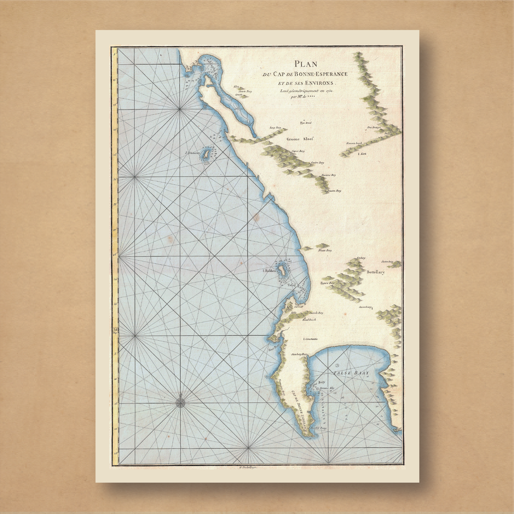 1775 Map of the Cape of Good Hope by Jean-Baptiste d’Apres de Mannevillette