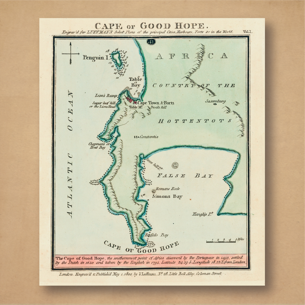1800 Map of the Cape of Good Hope by John Luffman