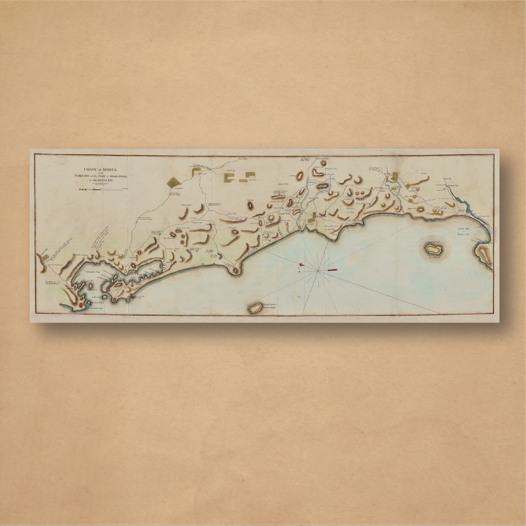 1804 Map of the Coast of Africa from Table Bay to Saldanha Bay by John Barrow