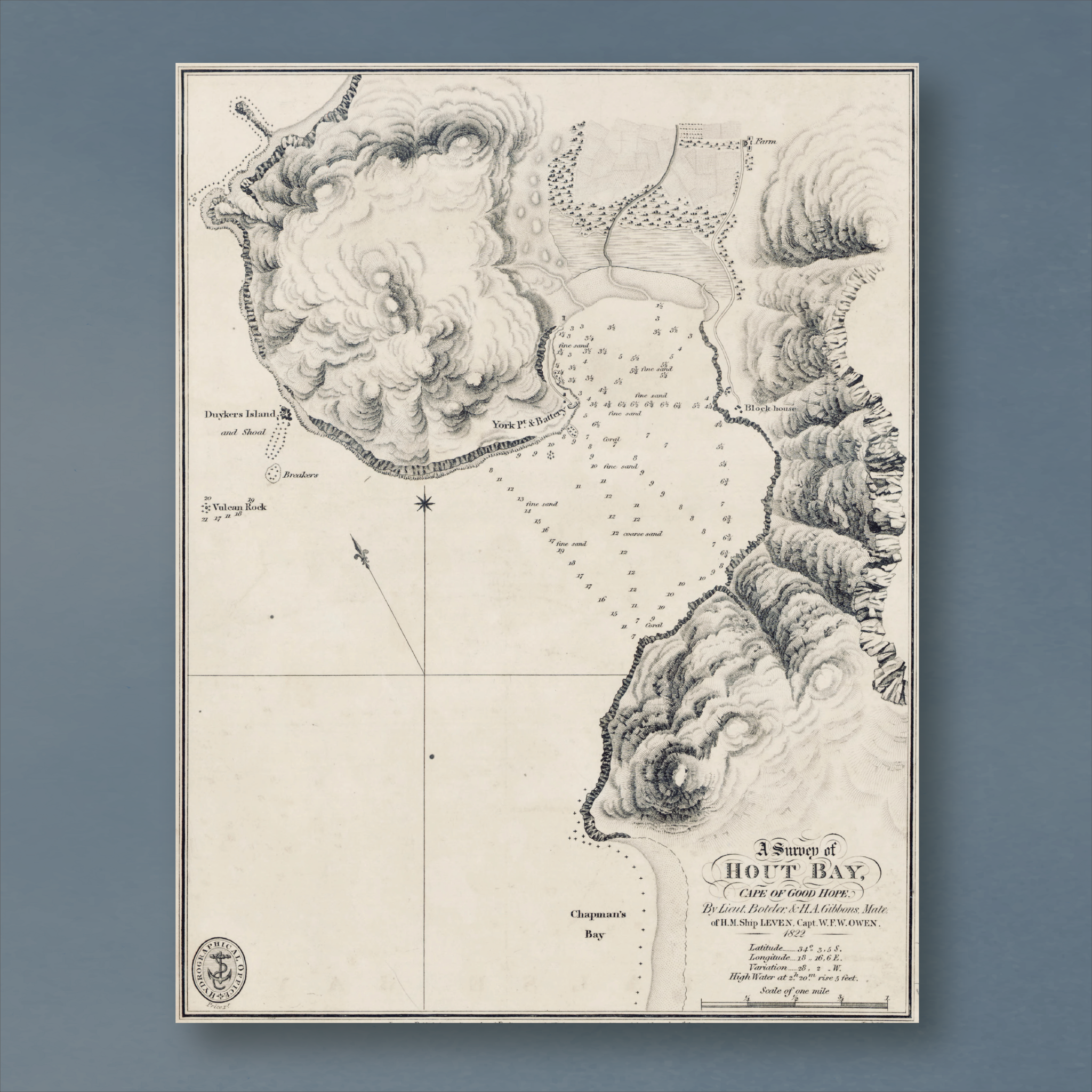 1822 Admiralty Chart (No 635) of Hout Bay