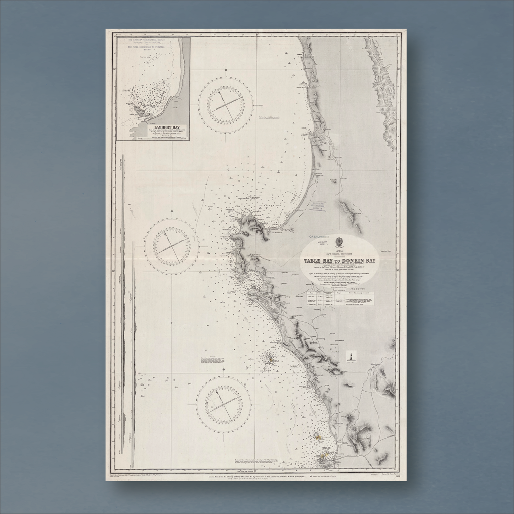 1871 Admiralty Chart (No 2091) of the west coast of Africa from Table Bay to Donkin Bay