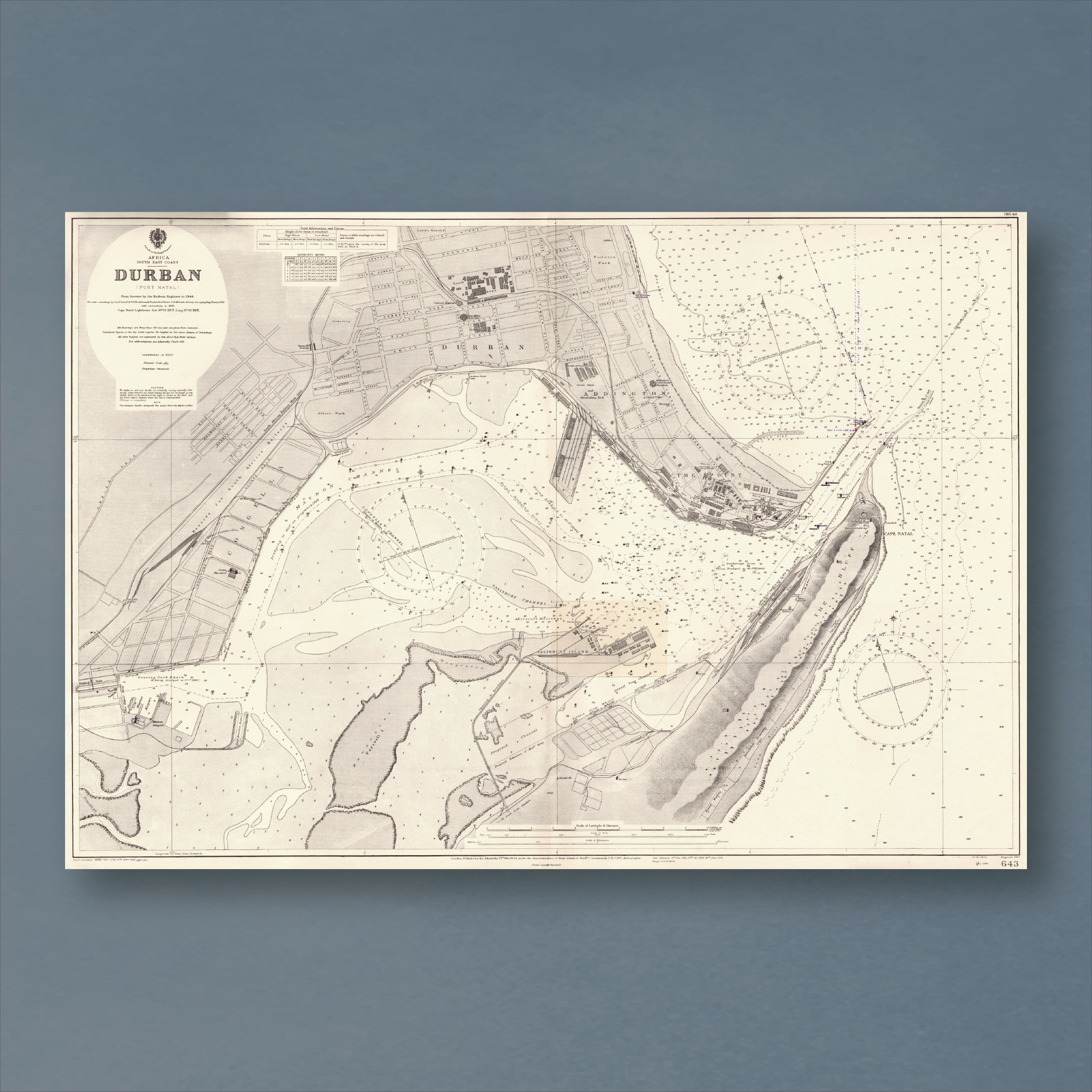1924 Admiralty Chart (No 643) of Durban