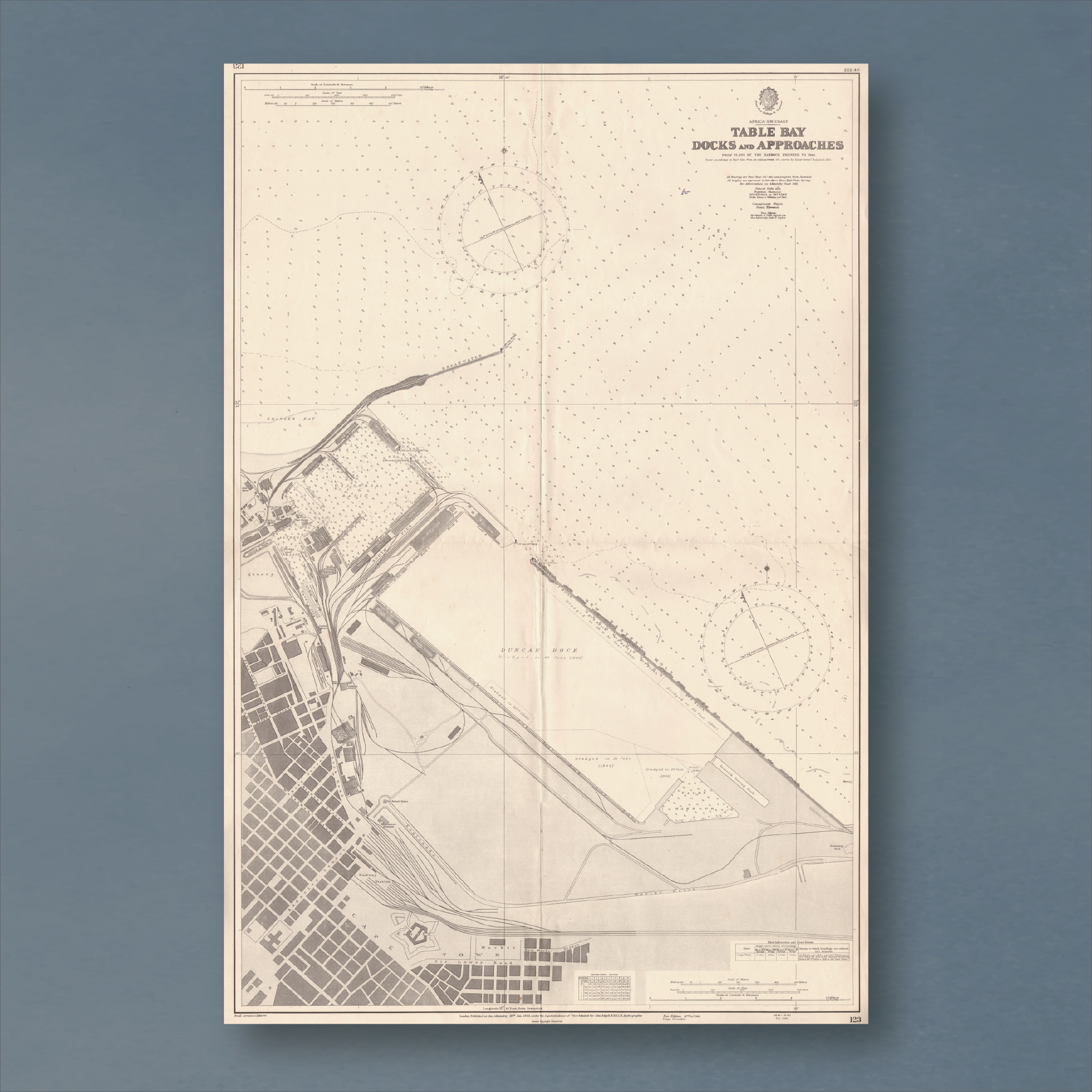 1943 Admiralty Chart (No 123) of the Table Bay Docks