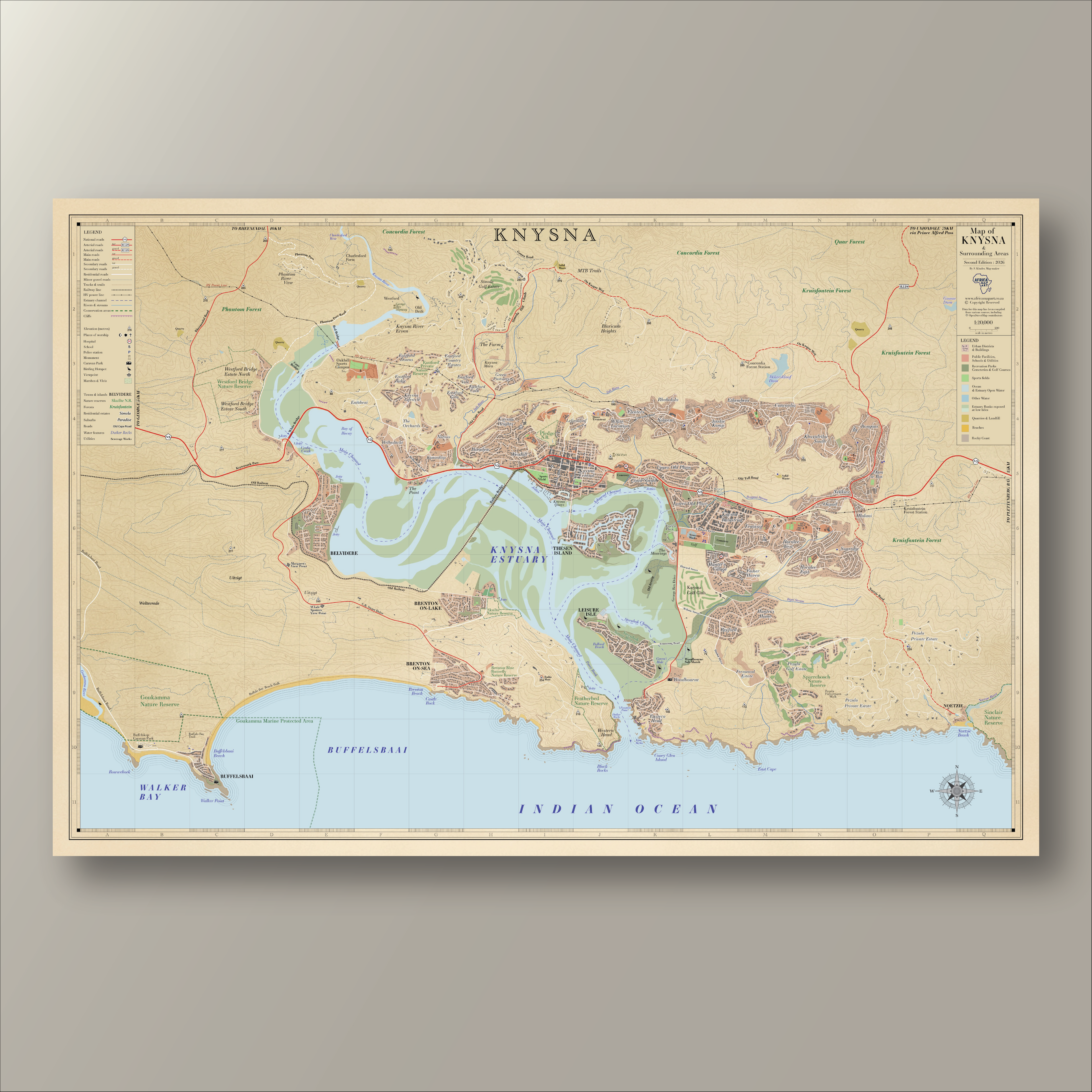 Knysna Large Map | Vintage