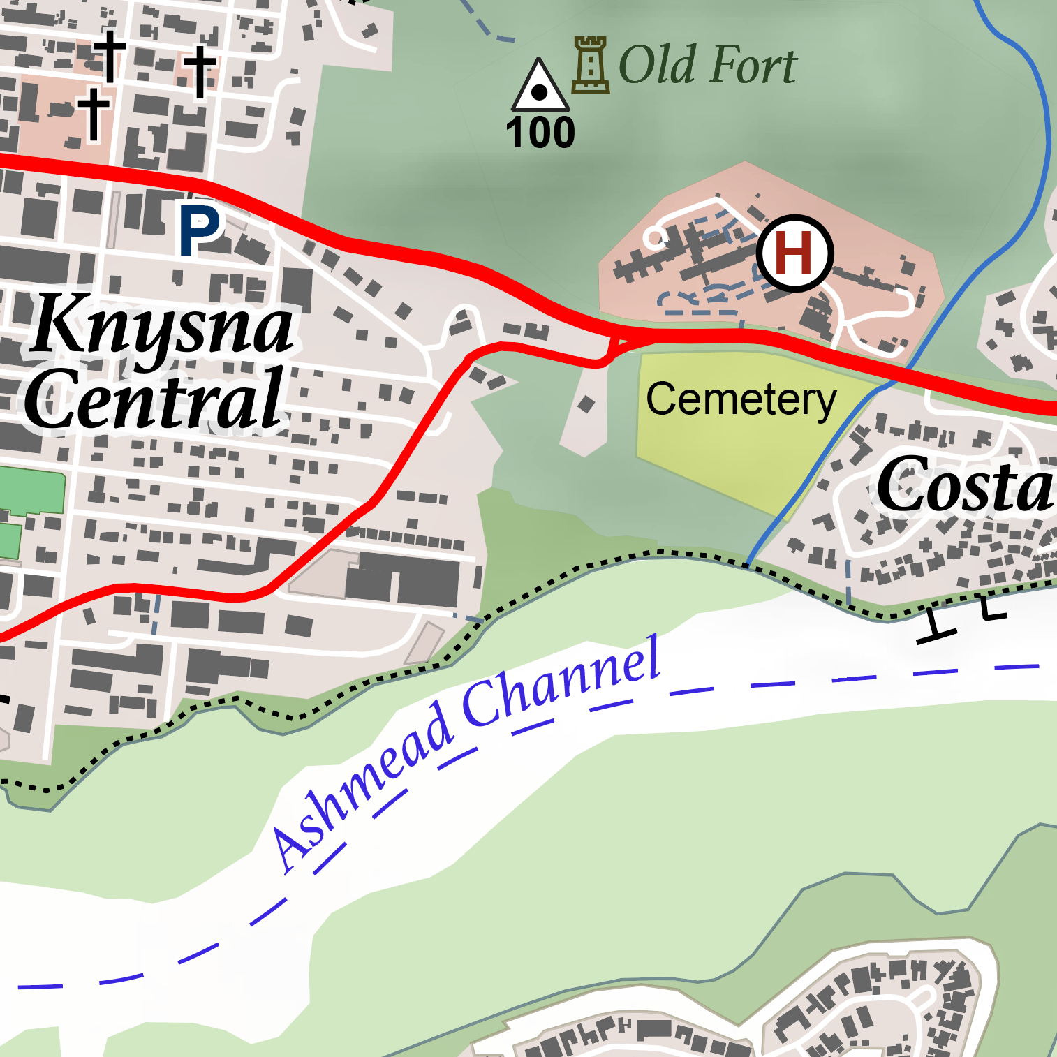 Knysna Large Map | Contemporary
