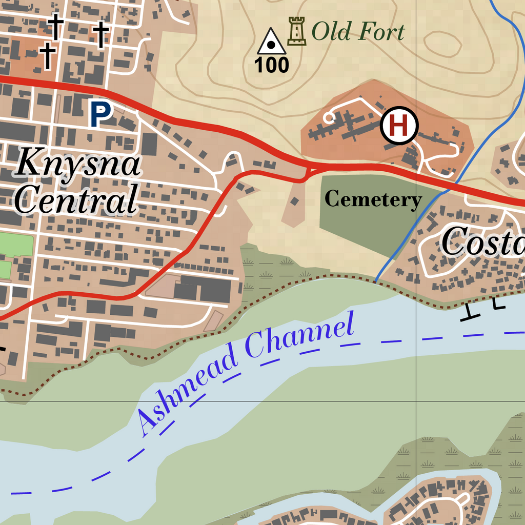 Knysna Large Map | Vintage