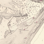 Close-up detail of the 1939 Admiralty chart of the approaches to Durban reproduction print, showing the harbour and the Bluff 