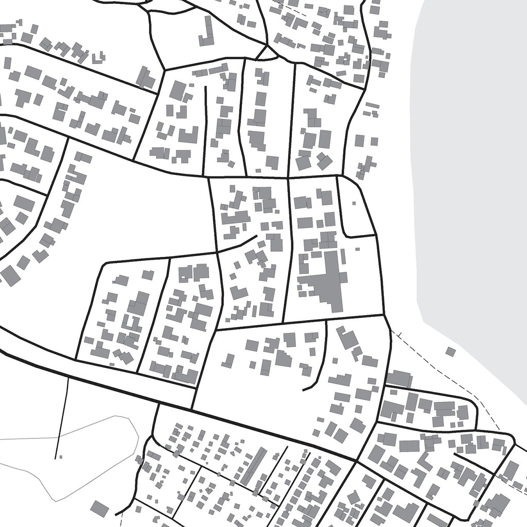 Close-up detail of the Arniston & Surrounds Mono map print, showing the fine line work and quality of the full-size print