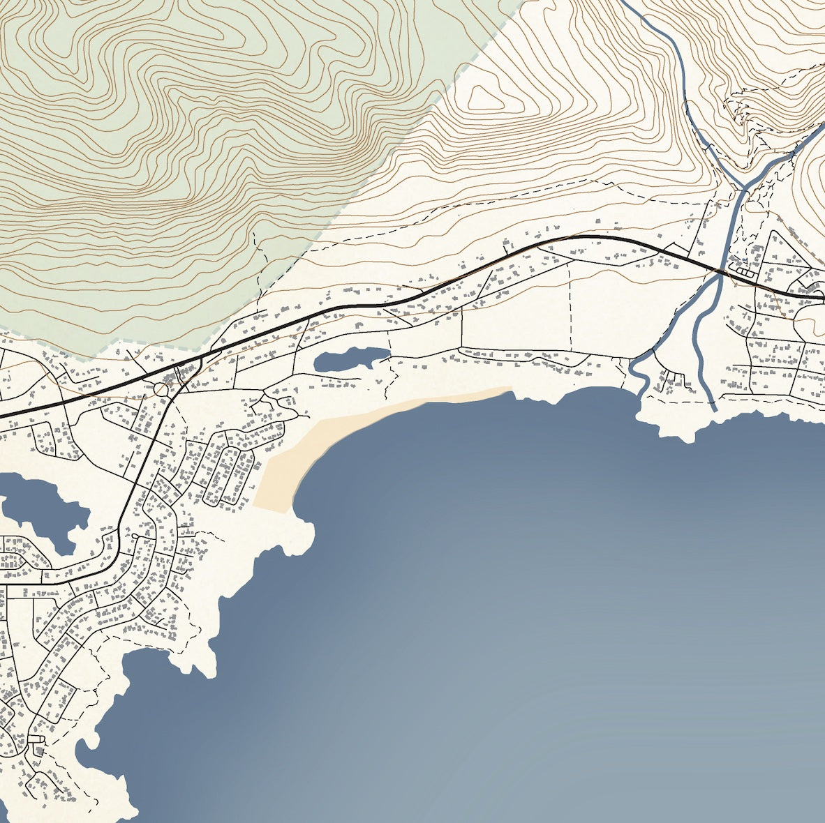 Close-up detail of the Betty's Bay Classic map print, showing the fine line work and quality of the full-size print.