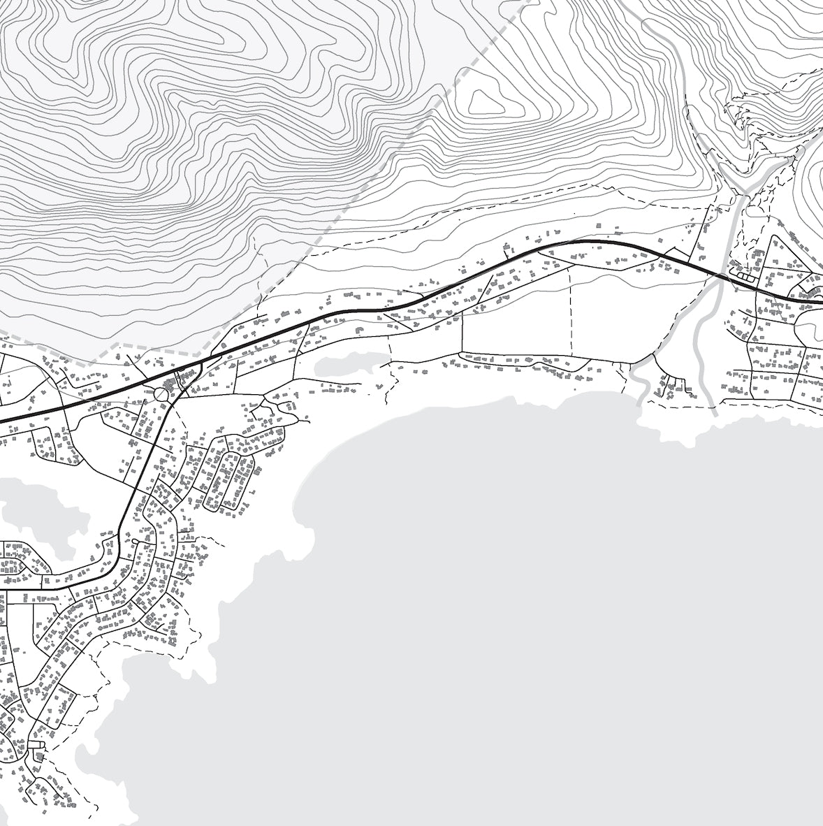 Close-up detail of the Betty's Bay Mono map print, showing the fine line work and quality of the full-size print.