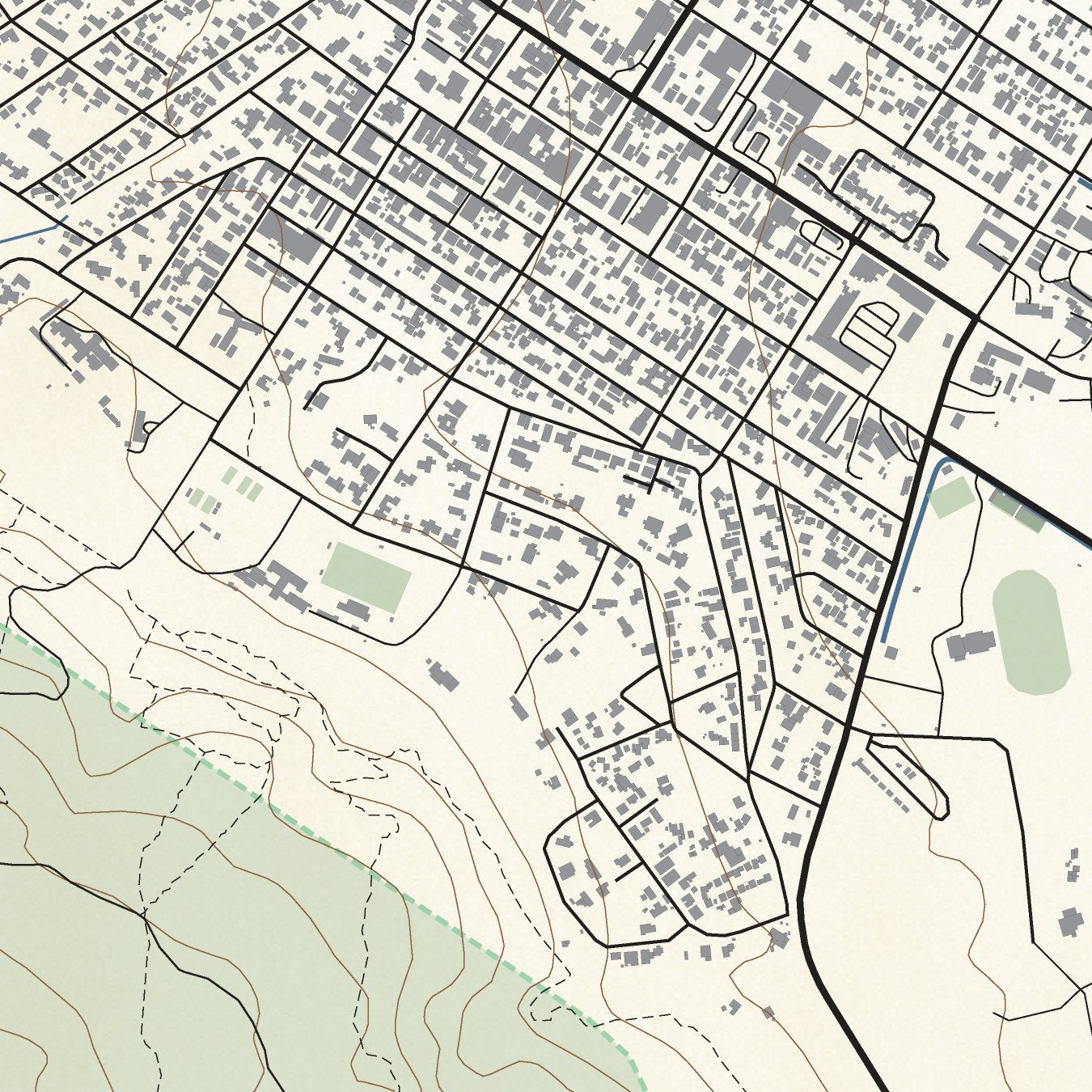 Close-up detail of the Bredasdorp Classic map print, showing the fine line work and quality of the full-size print