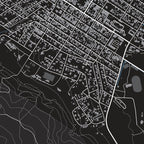 Close-up detail of the Bredasdorp Granite map print, showing the fine line work and quality of the full-size print