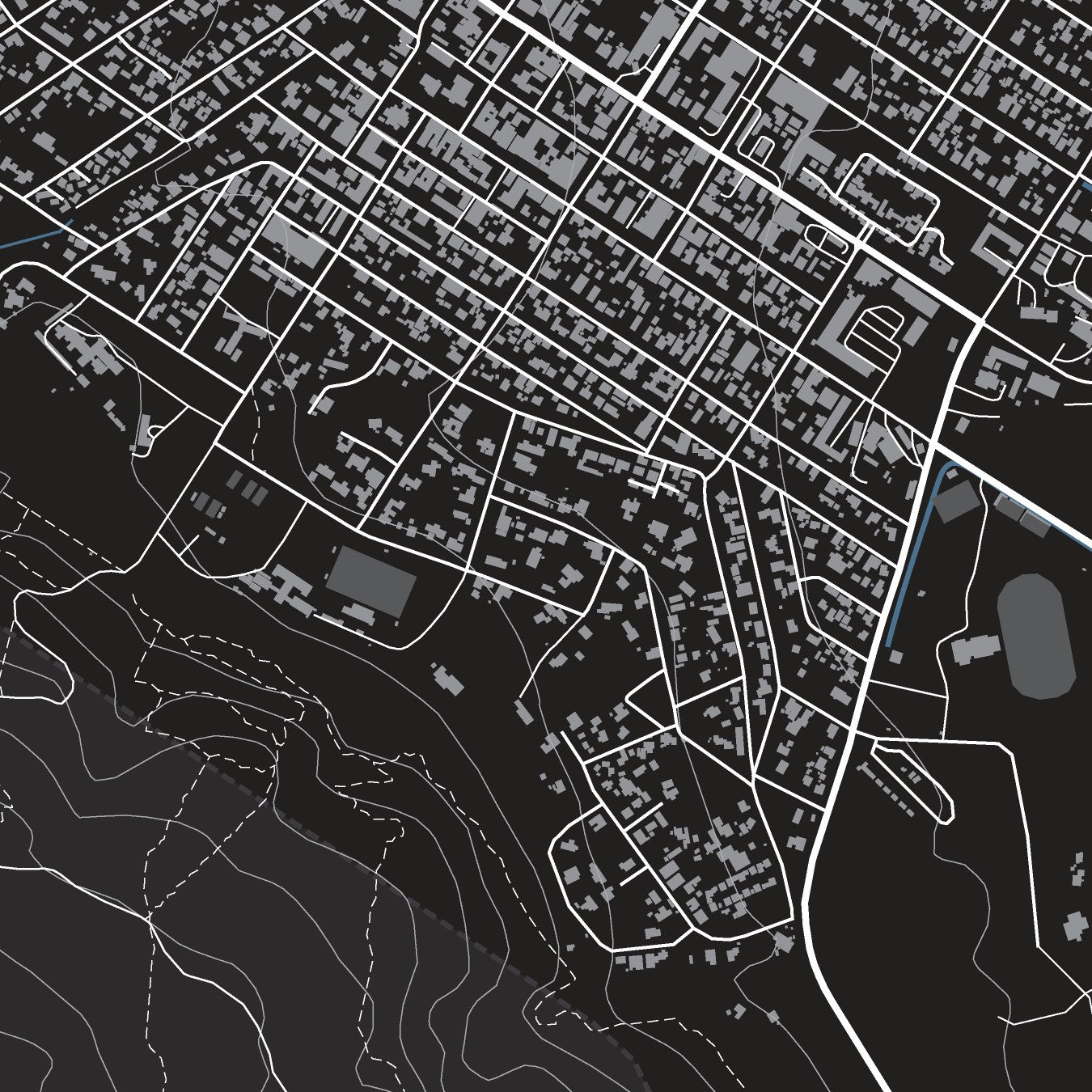 Close-up detail of the Bredasdorp Granite map print, showing the fine line work and quality of the full-size print