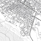 Close-up detail of the Bredasdorp Mono map print, showing the fine line work and quality of the full-size print