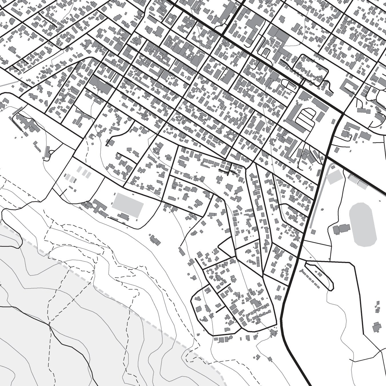 Close-up detail of the Bredasdorp Mono map print, showing the fine line work and quality of the full-size print