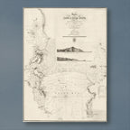 1822 Admiralty chart of the Cape of Good Hope, reproduction print showing Table Bay, False Bay and soundings, with two coastal profile views