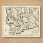 1726 map of the Cape of Good Hope by François Valentijn, reproduction print showing the Cape Peninsula and Dutch colony, with hachured mountains and a compass rose