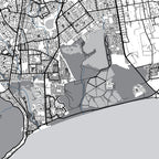 Close-up detail of the Cape Peninsula and Robben Island Grey map print, showing the fine line work and quality of the full-size print