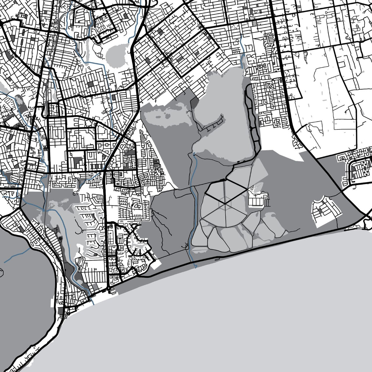 Close-up detail of the Cape Peninsula and Robben Island Grey map print, showing the fine line work and quality of the full-size print