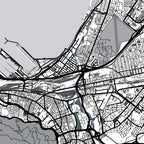 Close-up detail of the Cape Peninsula and Robben Island Grey map print, showing the fine line work and quality of the full-size print