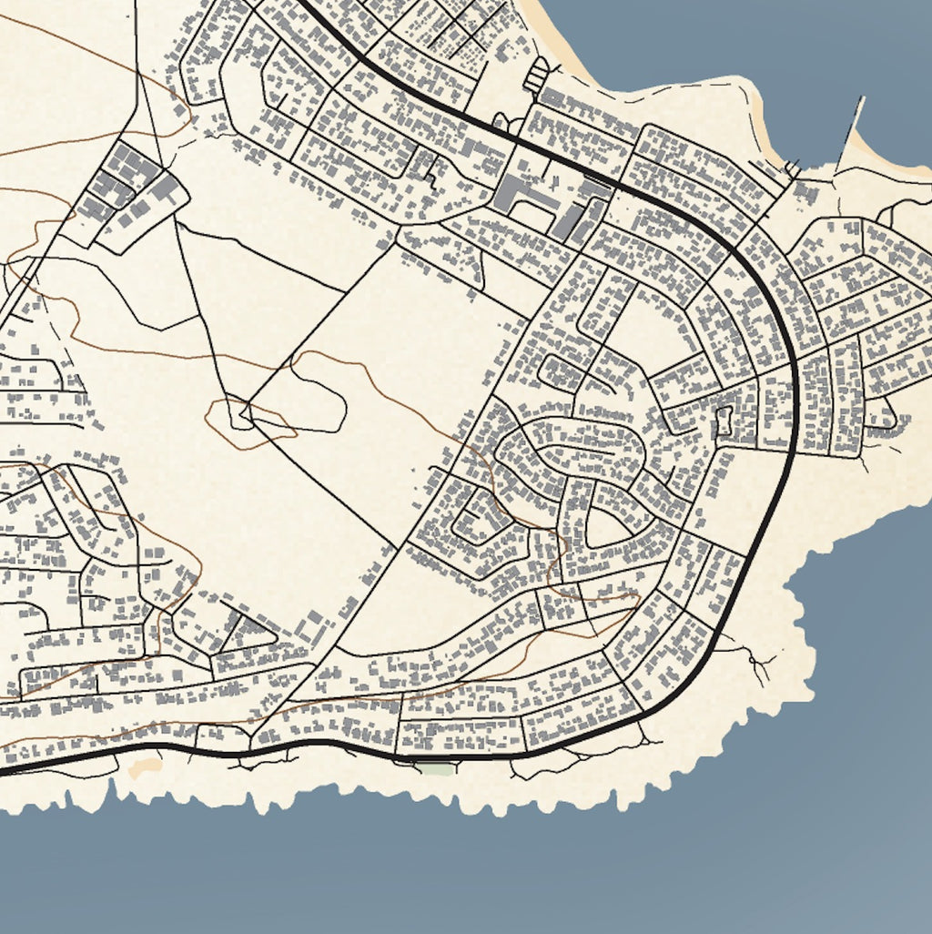 Close-up detail of the Cape Agulhas Classic map print, showing the fine line work and quality of the full-size print.