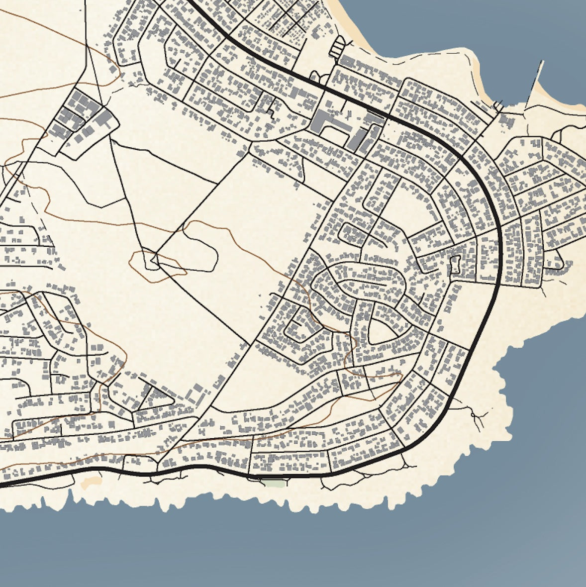 Close-up detail of the Cape Agulhas Classic map print, showing the fine line work and quality of the full-size print.